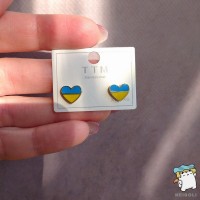 Сережки пусети Прапор України  TTM Stainless Steel. Сталь. Xuping. Колір золото